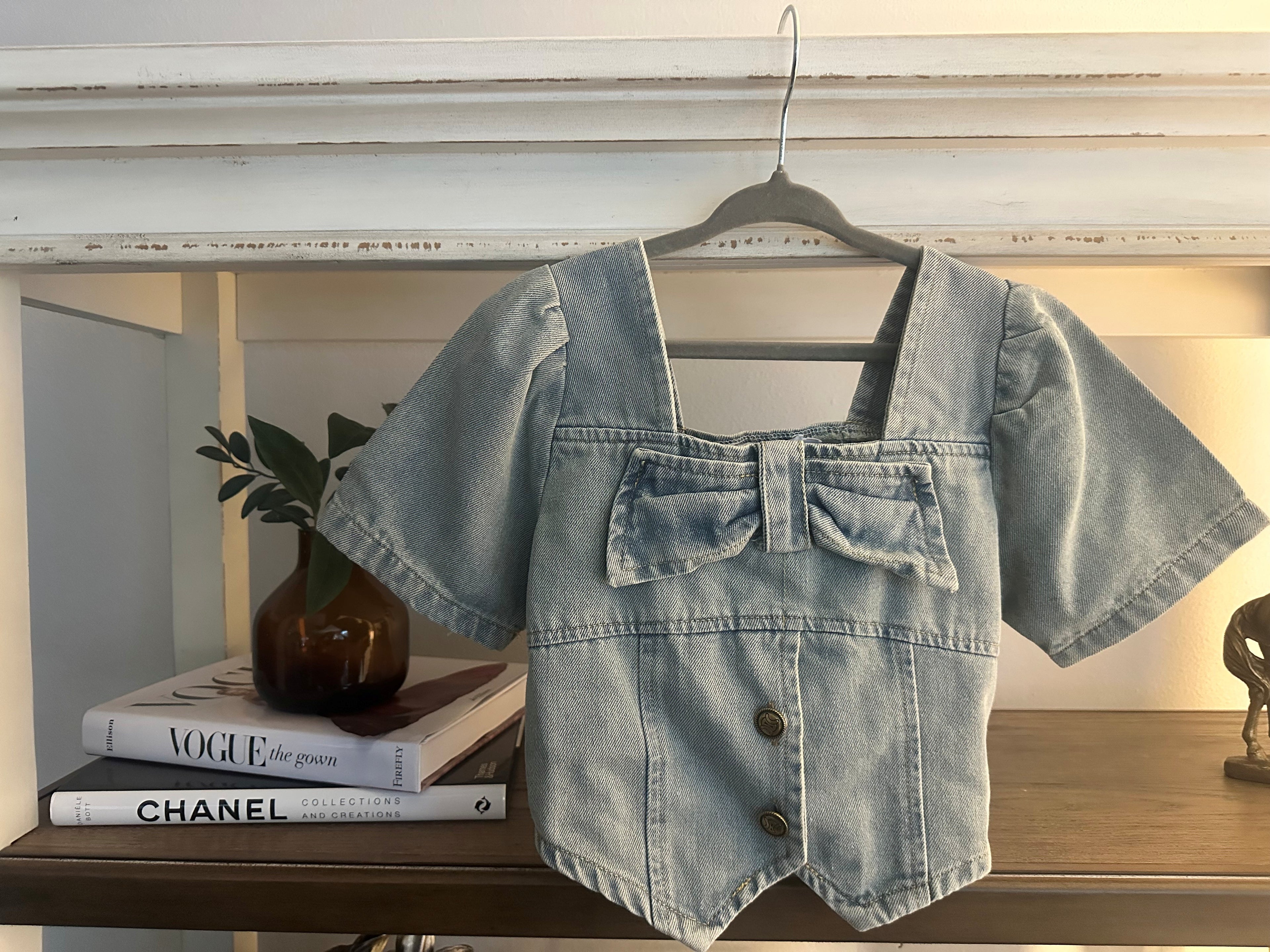 Denim Bow Short Sleeve