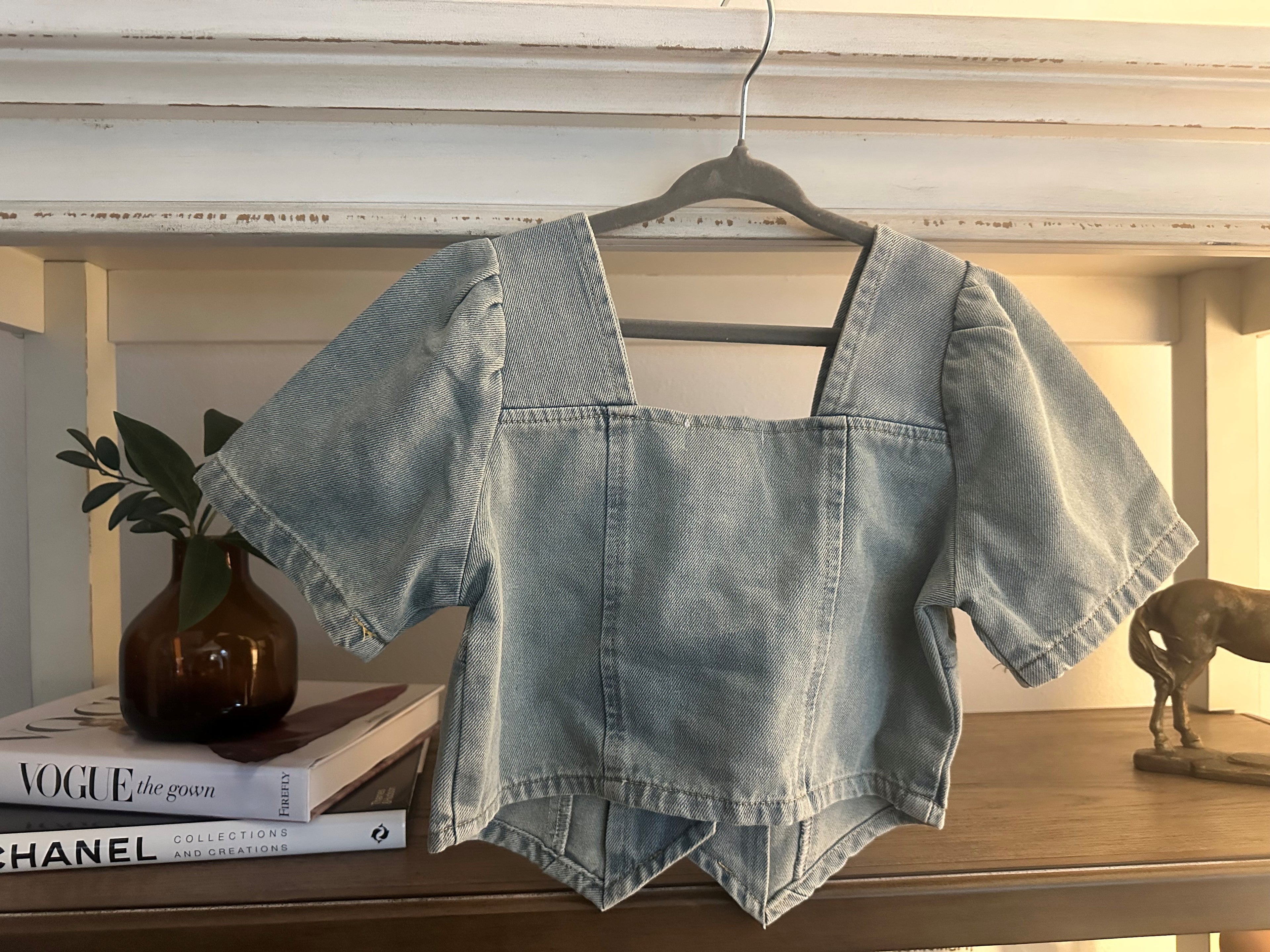 Denim Bow Short Sleeve
