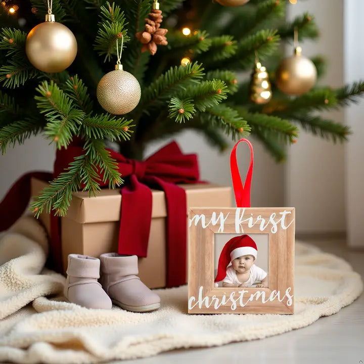 My First Christmas Holiday Wooden Picture Frame Ornament