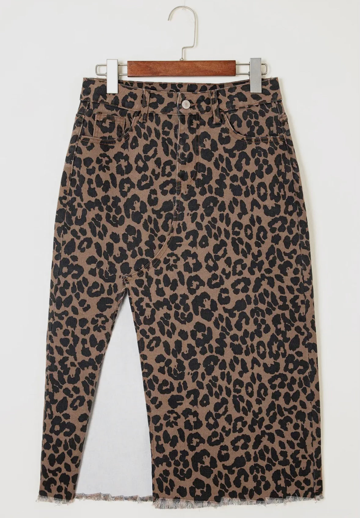 Leopard Denim Skirt